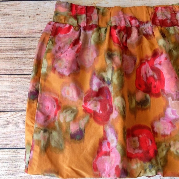 3/$20 J. Crew Floral Poppy Watercolor Bubble Skirt - Picture 4 of 6
